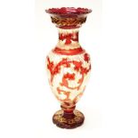 Good large Bohemian painted glass mantle vase