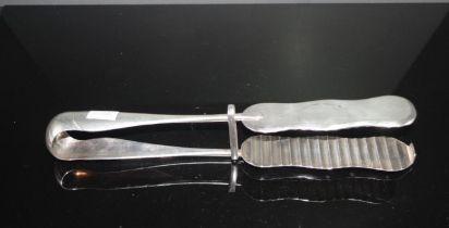 Edwardian silver plate asparagus serving tongs