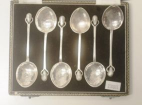 Cased set Australian silver MoP set coffee spoons