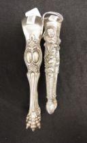 Two pairs of Continental silver tongs