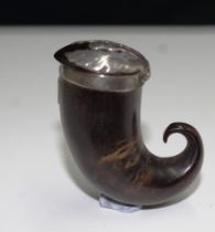 Georgian sterling silver &Scottish horn snuff mull