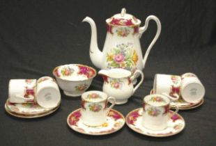 Fifteen piece Shelley "Duchess" coffee set