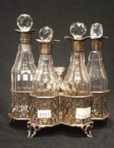 Victorian sterling silver 4 bottle condiment set