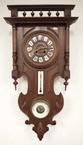 Antique European wall clock with thermometer