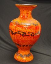 Large orange glaze West German ceramic vase