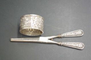 Two early decorated silver plate pieces