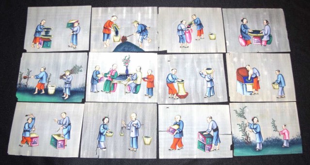 Twelve Chinese figural painting on rice paper