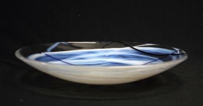 Kosta Boda blue and white shallow bowl