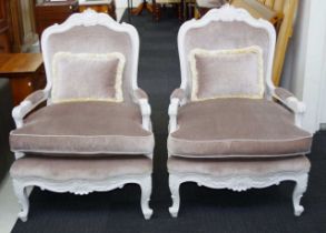 Pair of Louis style Bergere armchairs