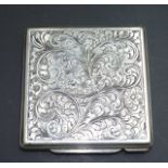 Decorated Continental silver powder compact