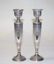 Pair of Thai silver candlesticks.