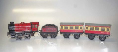 Hornby '0' gauge red loco and 6161 tender