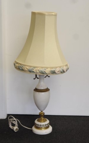Marble and brass electric table lamp