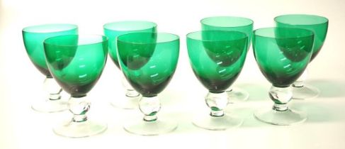 Set eight green wine glasses