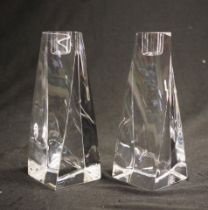 Pair of Orrefors 'Tornado' candlesticks