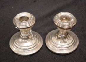 Pair Victorian sterling silver candle holders