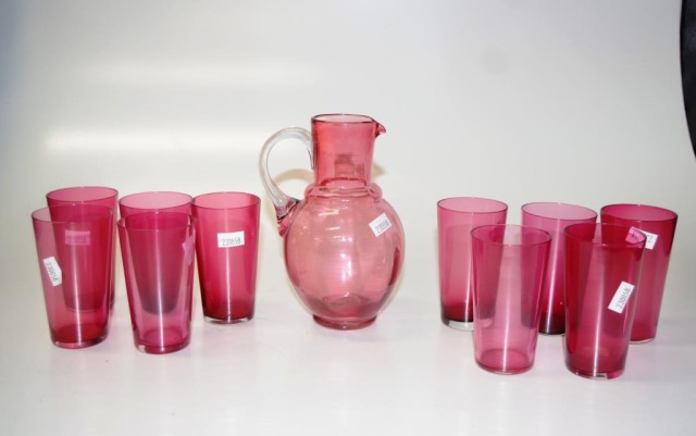 Victorian eleven piece ruby glass drink set