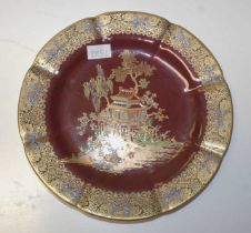 Carlton ware 'Rouge Royale' pagoda decorated plate