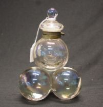 Victorian four ball form glass inkwell