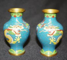 Pair Chinese cloisonne posy vases