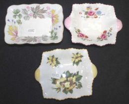 Three Shelley decorated butter dishes
