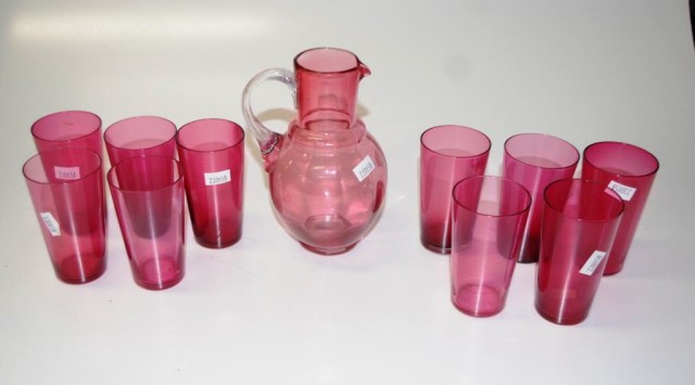 Victorian eleven piece ruby glass drink set - Image 2 of 2