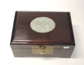 Chinese carved jade decorated jewel casket