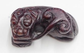 Japanese carved stone dragon netsuke