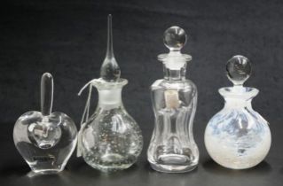 Four various glass perfume bottles