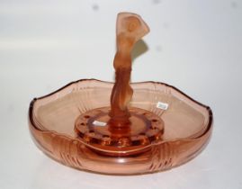 Art deco pink depression glass float bowl