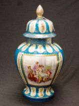 German painted lidded ceramic vase