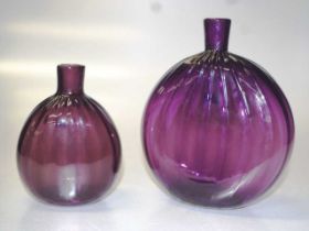 Two Pairpoint amethyst art glass flask/bottles