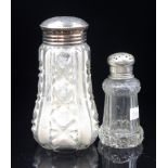 Two various vintage glass caster sugar shakers