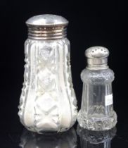 Two various vintage glass caster sugar shakers