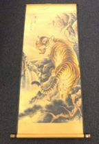 Chinese painted 'Tiger' scroll