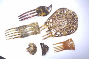 Six vintage Mantilla hair combs and clips