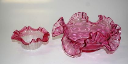 Early cranberry glass centrepiece bowl