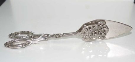 Pair German silver pastry tongs