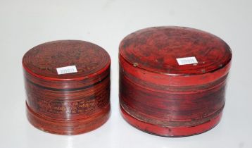 Two various Burmese painted lacquer lidded bowls