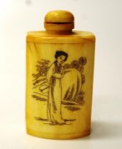 Chinese bone decorated snuff bottle