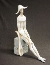 Lladro harlequin seated with a mandolin