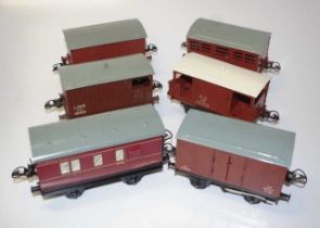 Six various Hornby O gauge wagons