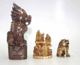 Two early Oriental okimono and a netsuke