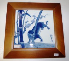 Framed Japanese Kakiemon ceramic tableau