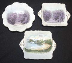 Three Shelley Australian scene butter dishes