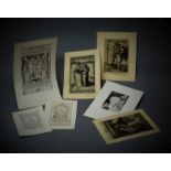 Gagliardo, Alberto Helios: Sammlung von 7 Exlibris in Original-Kupferstich und Radi...