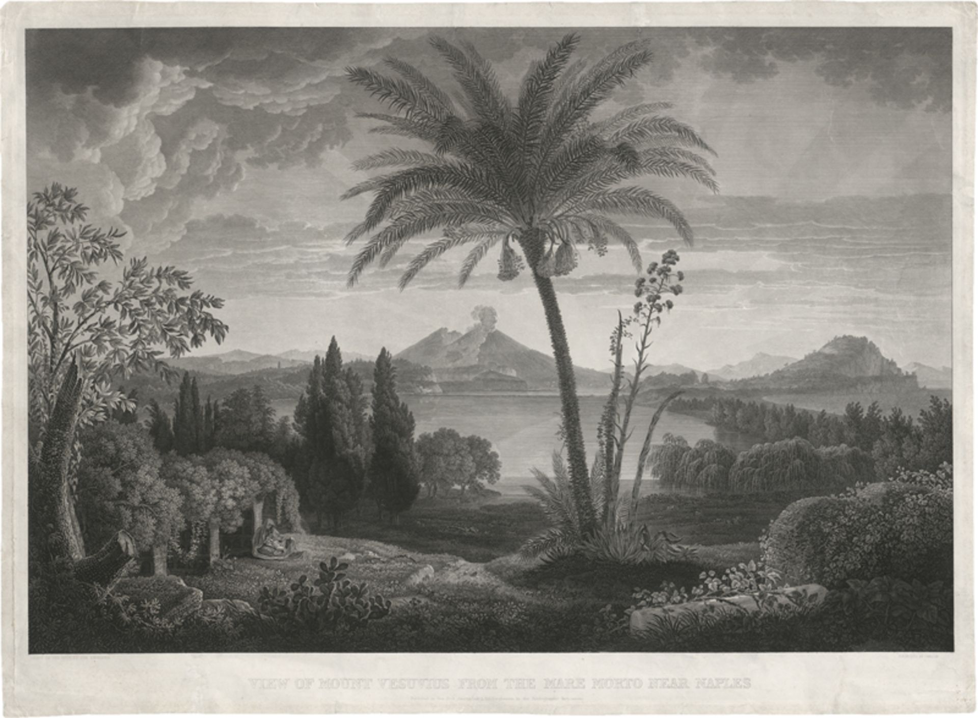 Gmelin, Wilhelm Friedrich: Blick auf den Vesuv vom Mare Morto bei Neapel