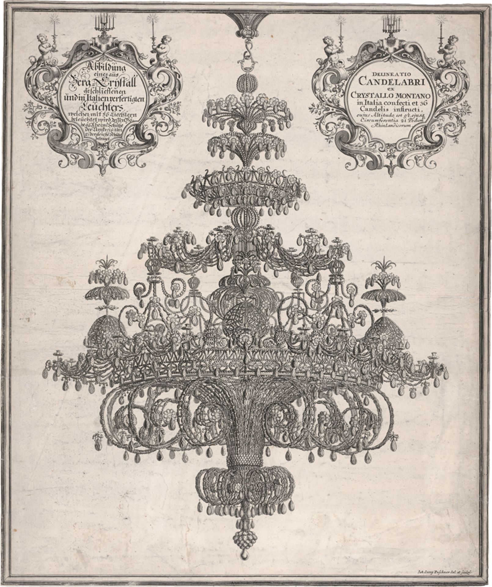 Puschner, Johann Georg: Abbildung eines aus Bergkristall geschliffenen Leuchters