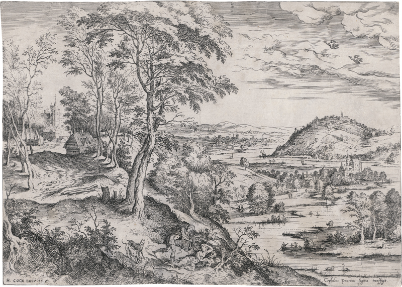 Cock, Hieronymus: Landschaft mit Apollo und Daphne