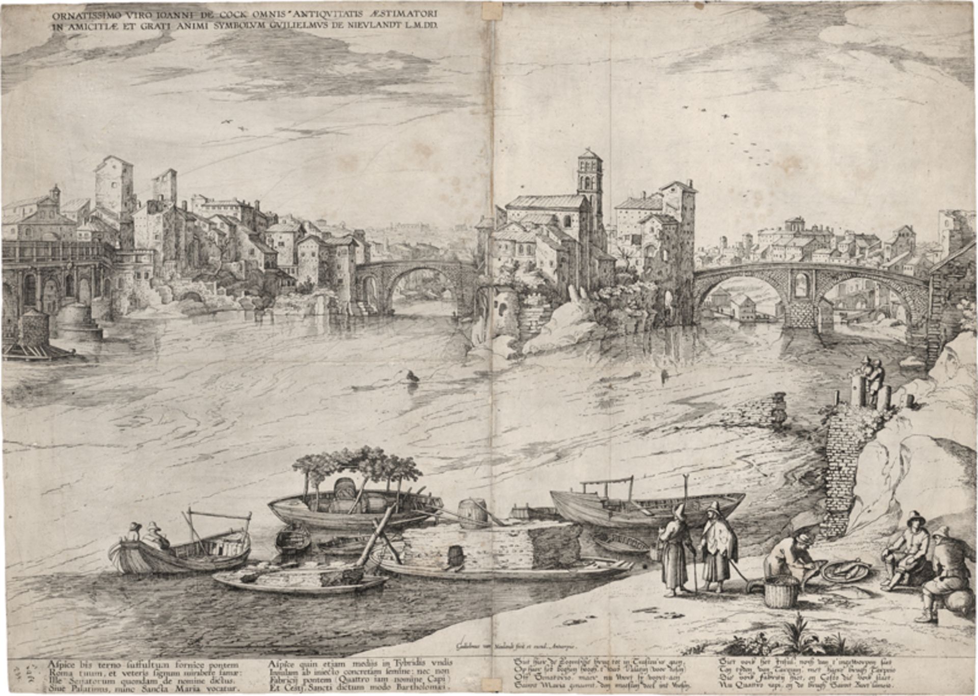 Nieulandt, Willem van II: Große Ansicht von Rom mit Tiberinsel und Pons Aemilius